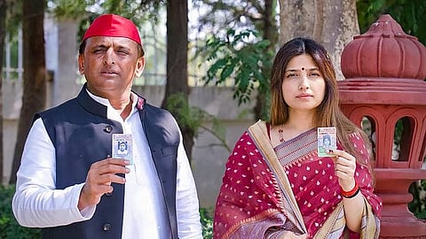 Samajwadi Party chief Akhilesh Yadav and his wife Dimple Yadav.