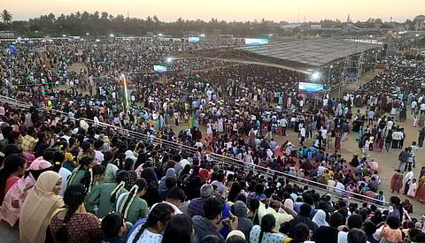 The huge crowds of people gathered at Karaikal Indoor Stadium on final day of Karaikal Karnival: