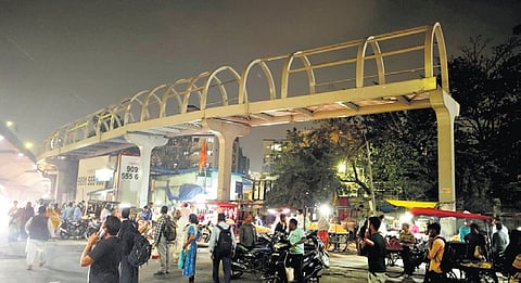 Skywalk works at Mehdipatnam junction are expected to resume soon.