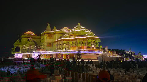 Ram Mandir after its consecration ceremony, in Ayodhya.