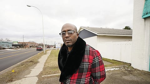Brian Chaney stands near the area, Wednesday, Jan 10, 2024, in Keego Harbour, Mich., where he was arrested.