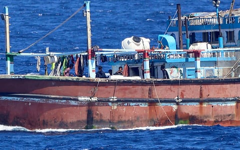 Iranian fishing vessel Iman, that was hijacked by pirates after the same was intercepted by the navy off the east coast of Somalia, Monday, January 29, 2024.