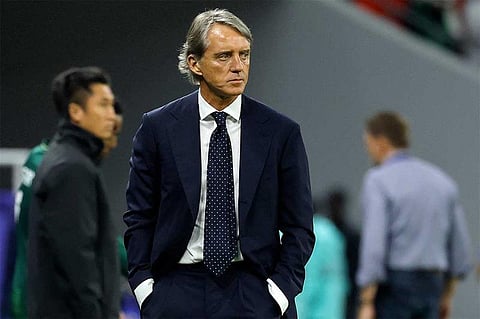 Saudi Arabia's Italian coach Roberto Mancini looks on during the Qatar 2023 AFC Asian Cup Group F football match between Kyrgyzstan and Saudi Arabia at the Ahmad Bin Ali Stadium in Al-Rayyan, west of Doha on January 21, 2024.