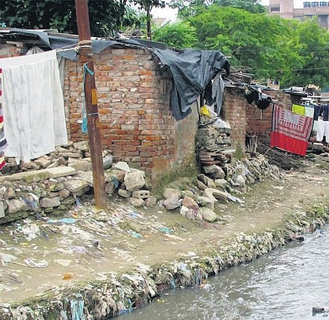 The low-income neighbourhood in Delhi.