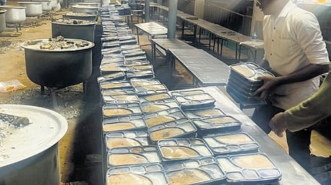 Food packed in boxes for the conference in Salem on Sunday.