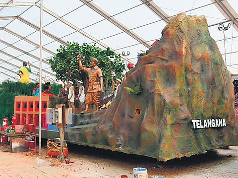 The tableau to be displayed at this year's Republic Day fete in Delhi.