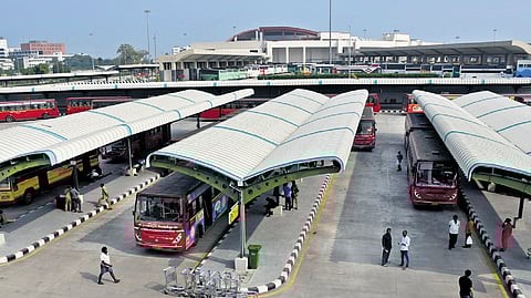 A view of the new bus terminus in Kilambakkam.
