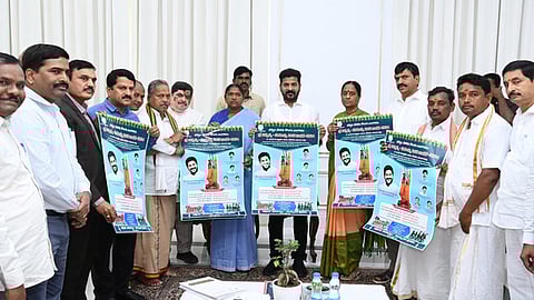 Chief Minister Revanth Reddy along with the Ministers unveiled the Medaram Maha Jatara poster at the Secretariat.