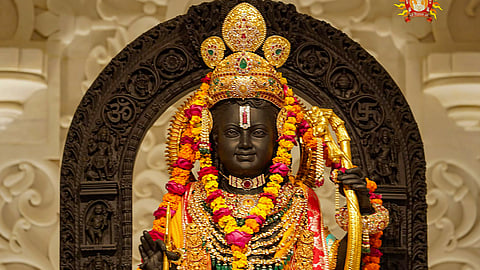 The idol of Ram Lalla a day after the 'Pran Pratishtha' ceremony at the Ram Mandir, in Ayodhya, Tuesday, Jan. 23, 2024.