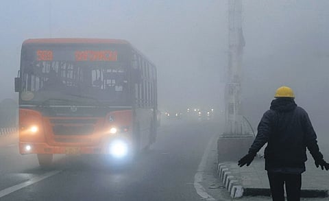 A view of the mist covered capital city.