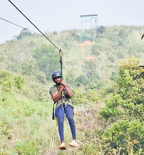 Gudalur forest division launches zipline facility at Genepool Eco park in Nadugani