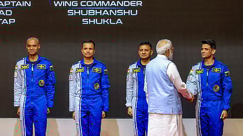 PM Narendra Modi handed over wings to astronauts who have been selected to be the astronauts on India’s first crewed mission to space ‘Gaganyaan Mission’ in Thiruvananthapuram on Tuesday.