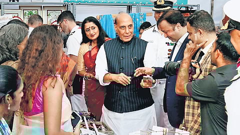 Defence Minister Rajnath Singh inaugurated the MILAN Village set up at INS Satavahana in Visakhapatnam on Wednesday.