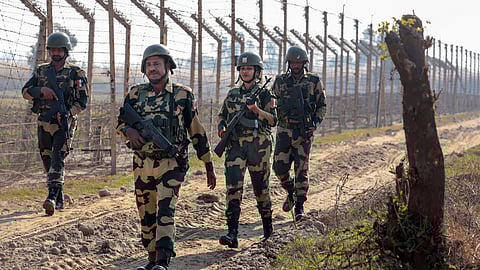 Border Security Force (BSF) personnel patrol near the India-Pakistan border: Representative image.
