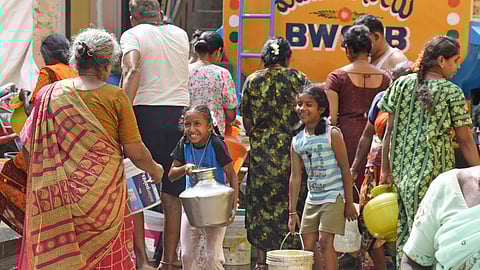 With increasing complaints of water supply issues in BBMP limits, BWSSB supplies drinking water in tankers to residents in Bengaluru.