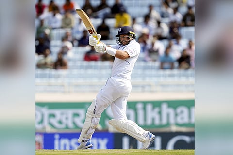 England's batter Joe Root plays a shot during the second day of the fourth Test cricket match between India and England, in Ranchi, Saturday, Feb. 24, 2024.