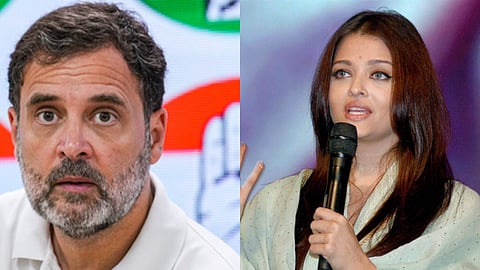 Congress Leader Rahul Gandhi (L) Actor Aishwarya Rai.