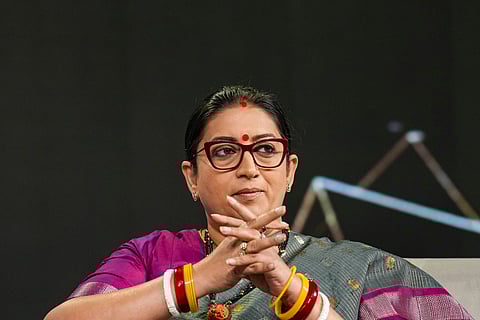 Union Minister Smriti Irani speaks at a session during the News9 Global Summit in New Delhi