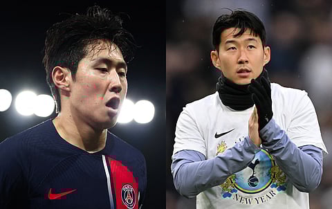 South Korean midfielder Lee Kang-in (L) and South Korean striker Son Heung-Min.