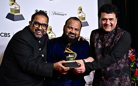 Shakti, a fusion music group comprising tabla maestro Zakir Hussain and singer Shankar Mahadevan, has won the 2024 Grammy Award for best global music album for 'This Moment'