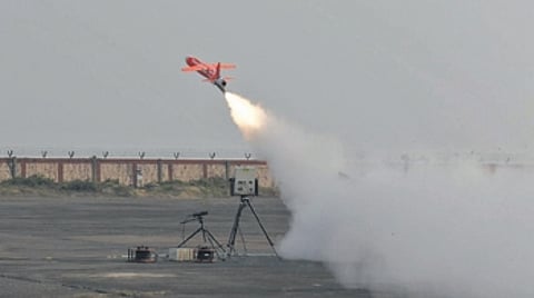 High-speed expendable aerial target Abhyas being test flown from ITR off Odisha coast