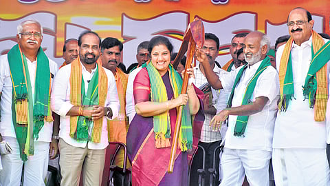 State BJP chief D Purandeswari participates in ‘Rythu Garjana'