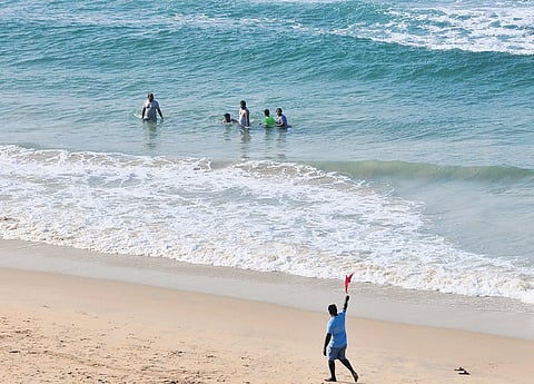 The Papanasam beach at Varkala, Thiruvananthapuram.