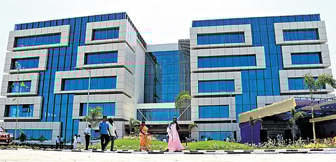 The four-storey building, spread over 63,000 square feet, has facilities like gym and cafeteria.