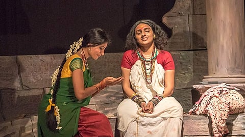 Scenes from the play 'Rani Ammachi' where Rudra Lal plays the role of Chellamma.