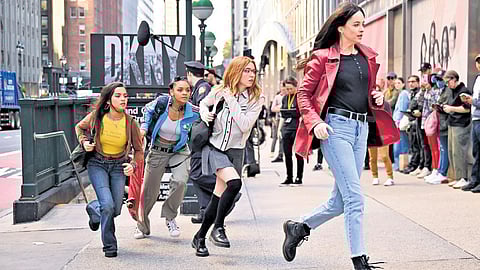 Dakota Johnson, Sydney Sweeney, Celeste O’Connor, Isabela Merced in 'Madame Web'.