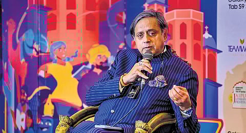 Shashi Tharoor at Jaipur Literature Festival, in Jaipur on Sunday.