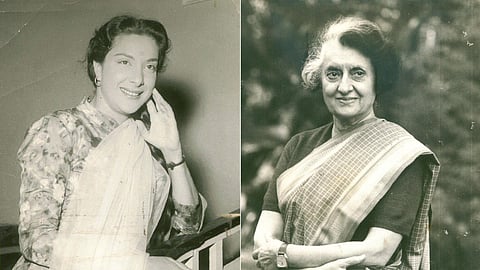 A collage of actor Nargis Dutt (L) and former Prime Minister Indira Gandhi.