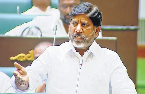 Telangana Deputy CM Bhatti Vikramarka speaks during the Assembly Session in Hyderabad on Thursday
