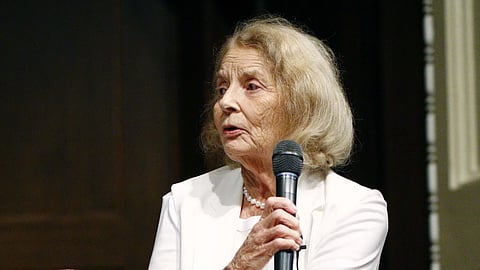 Southern author Ellen Gilchrist responds to a question at the Mississippi Book Festival in Jackson, Miss., August 22, 2015.