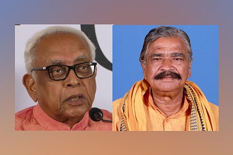 Veteran Congress leaders Narasingha Mishra and Suresh Kumar Routray