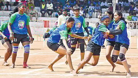 A team playing Kho-Kho