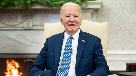 US President Joe Biden speaks in the Oval Office of the White House, Feb. 27, 2024, in Washington.