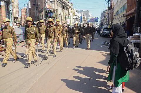 Security personnel deployed in a sensitive area, a day after violence in Uttarakhand's Haldwani over the demolition of an 'illegally built' madrasa.