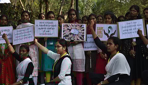 08.02.2024: Coimbatore: Students of the Government Arts college Coimbatore performing a street play on National Girl Child day.