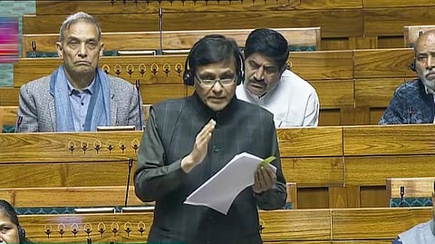 Union Minister of State for Home Nityanand Rai speaks in the Lok Sabha during the Budget session of Parliament on February 6