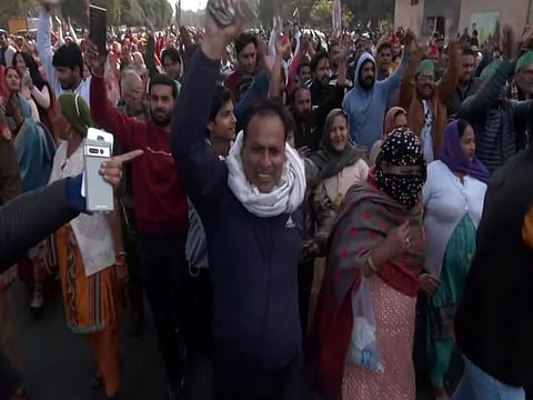 Farmers stage protest march towards Parliament from Delhi-Noida border.
