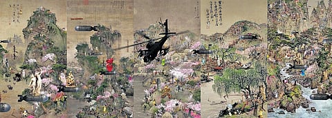 The works of artist Lee Lee Nam, represented by the Korean Cultural Centre at the India Art Fair’s K-Art booth.