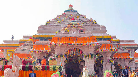 Prime Minister Narendra Modi at the Ram Mandir after the 'Pran Pratishtha' rituals, in Ayodhya