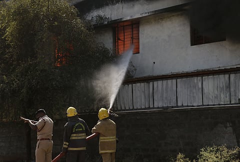 Representative Image: Fire and rescue service personnel working to douse the fire.