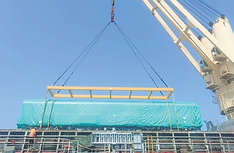 The spreader beam which got delayed clearance from Chennai Port.