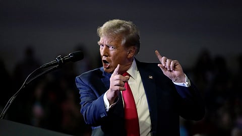 Republican presidential candidate former President Donald Trump speaks at a Get Out The Vote rally at Coastal Carolina University in Conway, S.C., Saturday, Feb. 10, 2024.
