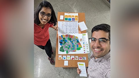 Priti Bangal and Prasad Sandbhor at a playtesting session of Birds in the City.