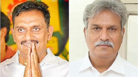 L-R: TDP leader Kesineni Sivanath (Chinni) and YSRC's Kesineni Srinivas (Nani)