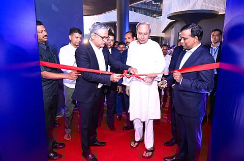 Chief Minister Naveen Patnaik Sunday inaugurating the first facility of IT firm Cognizant in Bhubaneswar.