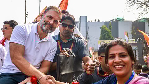 Congress leader Rahul Gandhi during the Bharat Jodo Nyay Yatra, in Chhattisgarh.